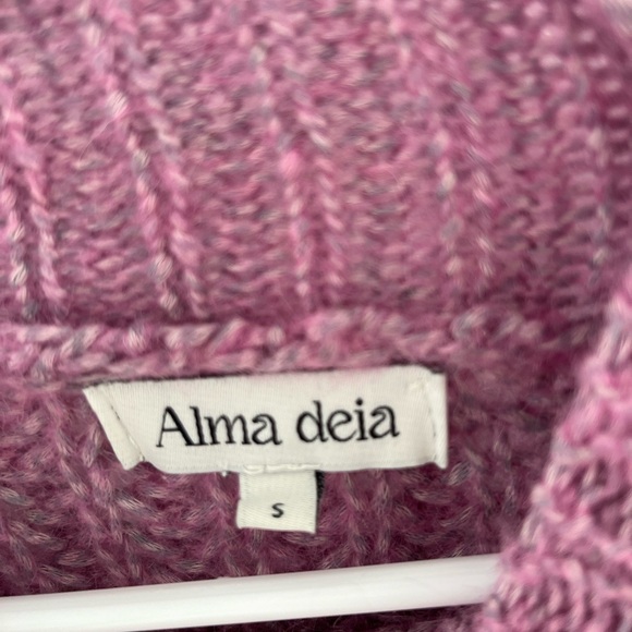 Alma Deia Alpaca Puff Sleeve Chunky Knit Crochet Sweater Jumper Purple Small - Picture 3 of 6